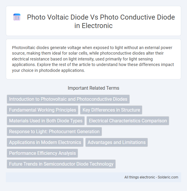 Photo Conductive Diode vs Photo Voltaic Diode - What is the difference?