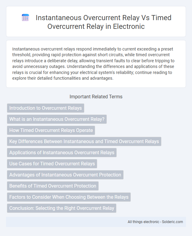 Instantaneous Overcurrent Relay vs Timed Overcurrent Relay - What is the difference?