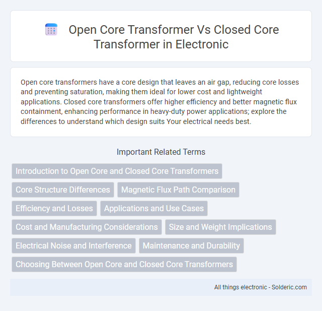 Closed Core Transformer vs Open Core Transformer - What is the difference?