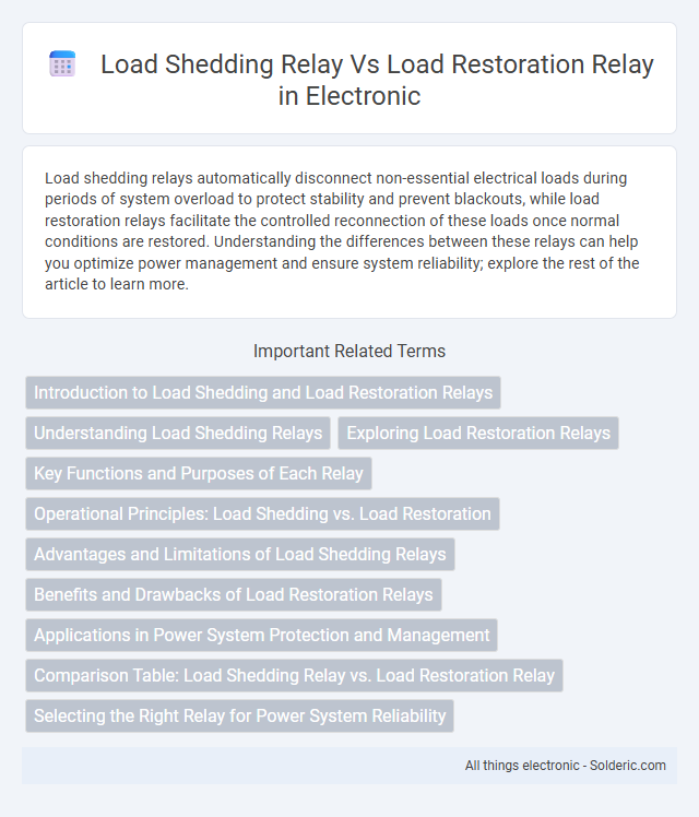 Load Restoration Relay vs Load Shedding Relay - What is the difference?